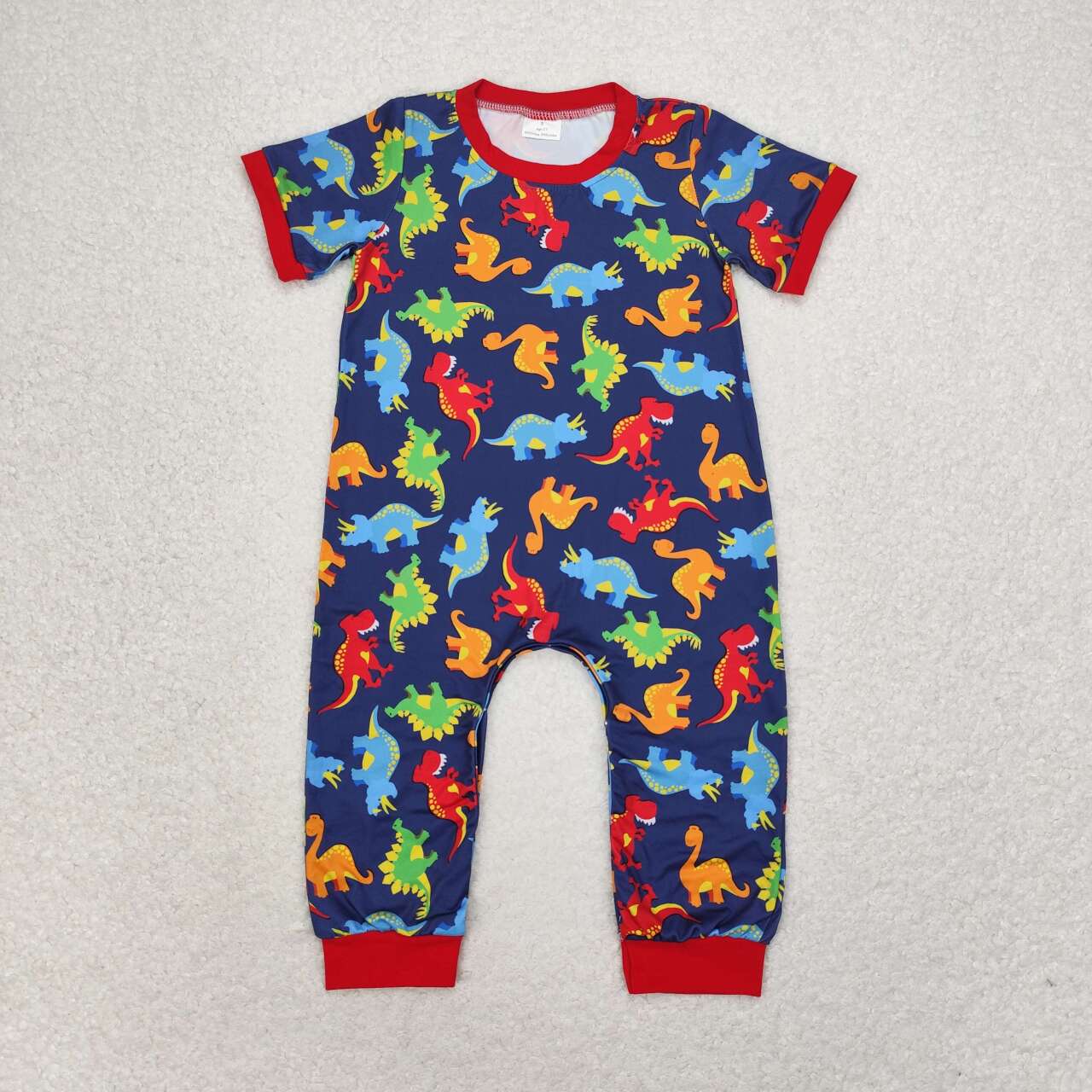 SR0468 Dinosaur Print Baby Boys Summer Romper