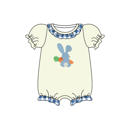 (Pre-order) SR0497  Bunny Carrot Baby Girls Easter Romper