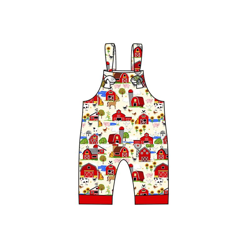 (Pre-order)SR0513 Animals Farm Print Baby Boys Romper