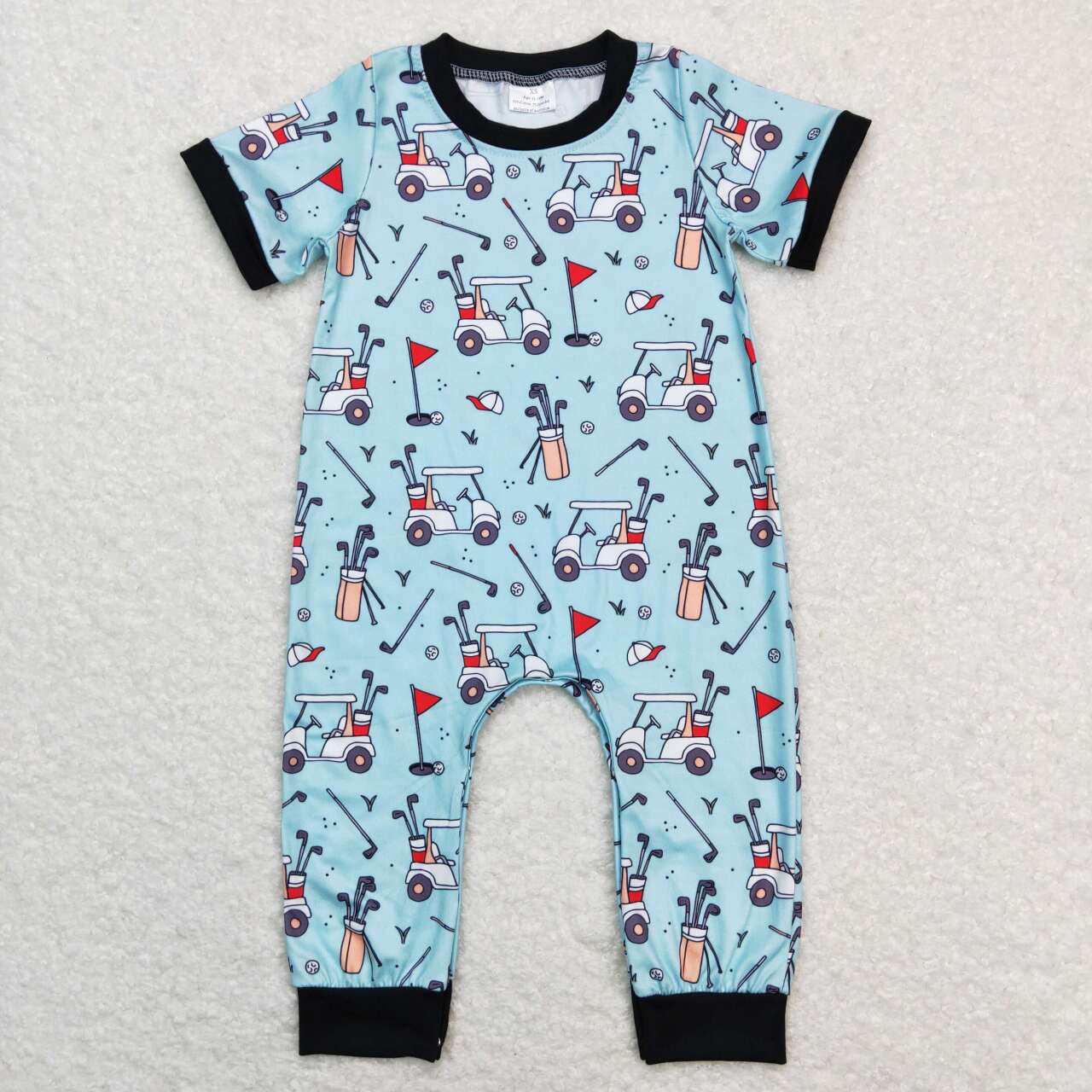 SR0529 Golf Cart Print Baby Boys Summer Romper