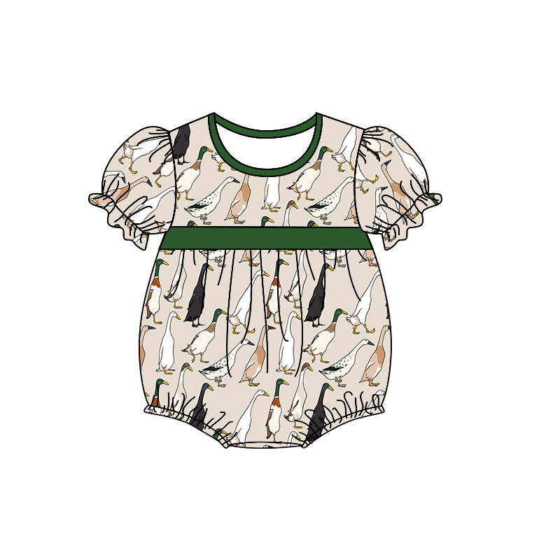 (Pre-order)SR0531 Duck Print Go Hunting Baby Girls Romper