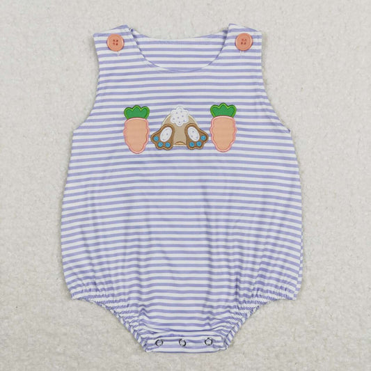 SR0534 Bunny Carrot Embroidery Baby Boys Easter Romper