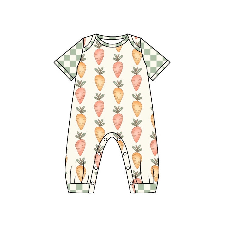 (Pre-order)SR0537 Bunny Carrot Baby Boys Easter Romper