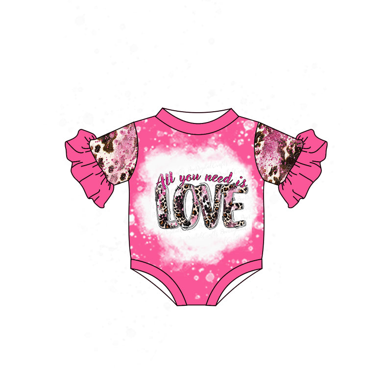 (Pre-order)SR0546 All You Need Is LOVE Leopard Print Baby Girls Romper