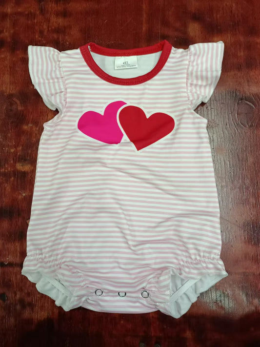 (Custom Design Preorder MOQ 3) Heart Print Baby Girls Valentine's Romper