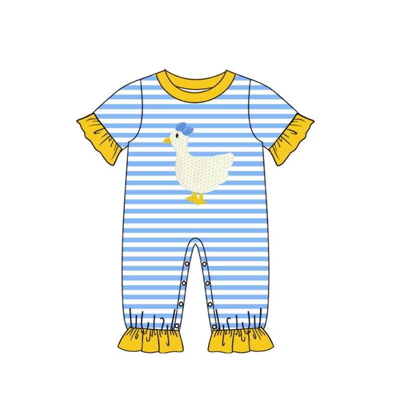 (Pre-order)SR0558 Yellow Duck Print Baby Girls Romper