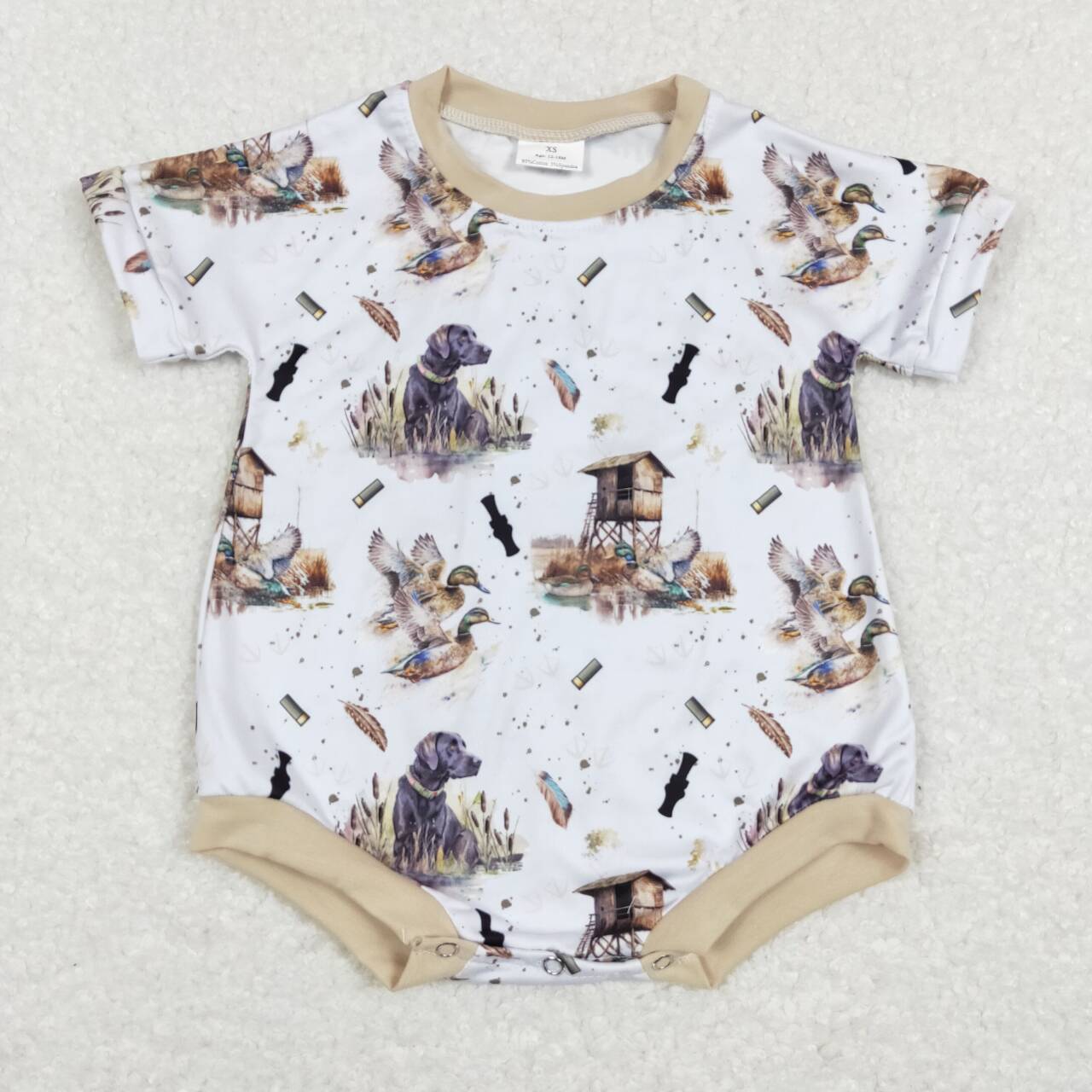 SR0608 Dog Duck Print Baby Boys Summer Hunting Romper