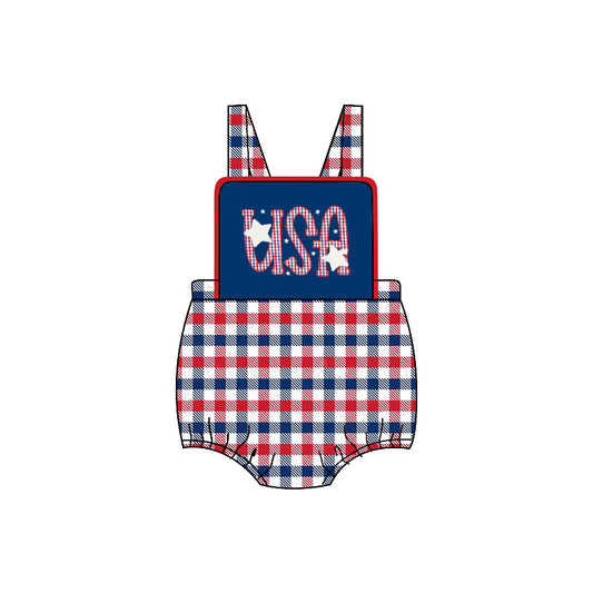 (Pre-order)SR0672 USA Star Print Baby Boys 4th of July Bubble Romper