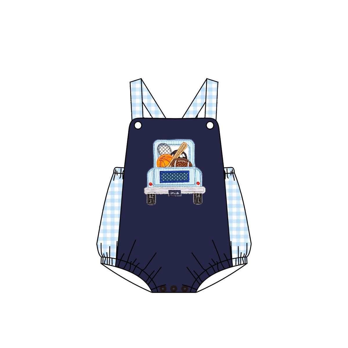 (Pre-order)SR0678 Ball Truck Print Baby Boys Bubble Romper