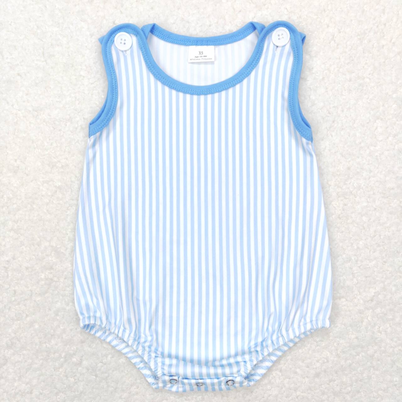 SR0711  Blue Stripes Print Baby Boys Summer Romper