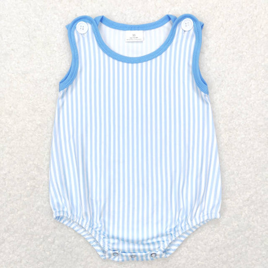 SR0711  Blue Stripes Print Baby Boys Summer Romper