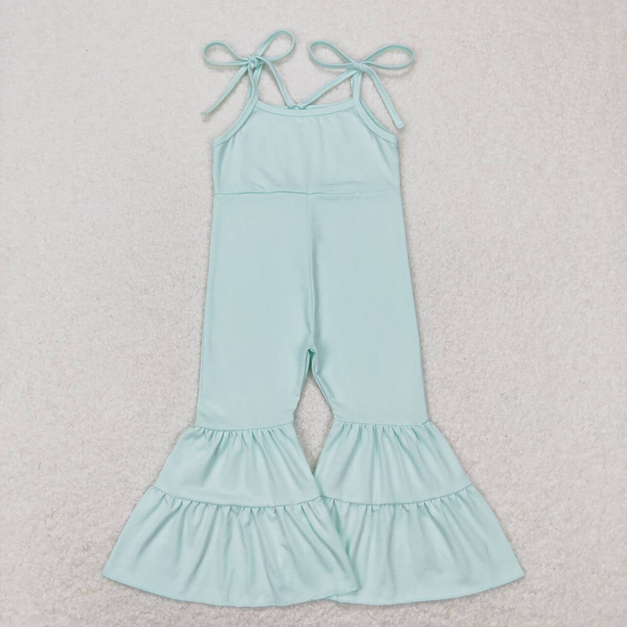 6 Solid Colors Summer Cotton Straps Girls Bell Bottom Jumpsuits