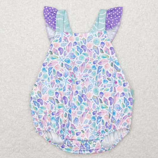 SR0735  Sea Shell Print Baby Girls Summer Bubble Romper