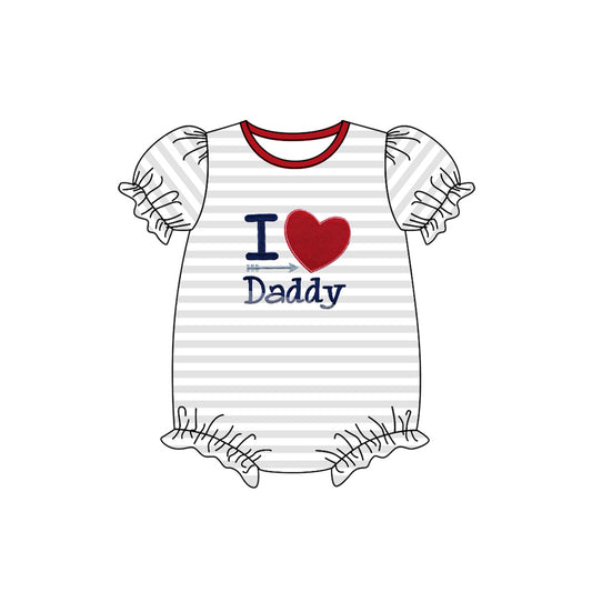 (Pre-order)SR0771 I LOVE Daddy Print Baby Girls Summer Romper