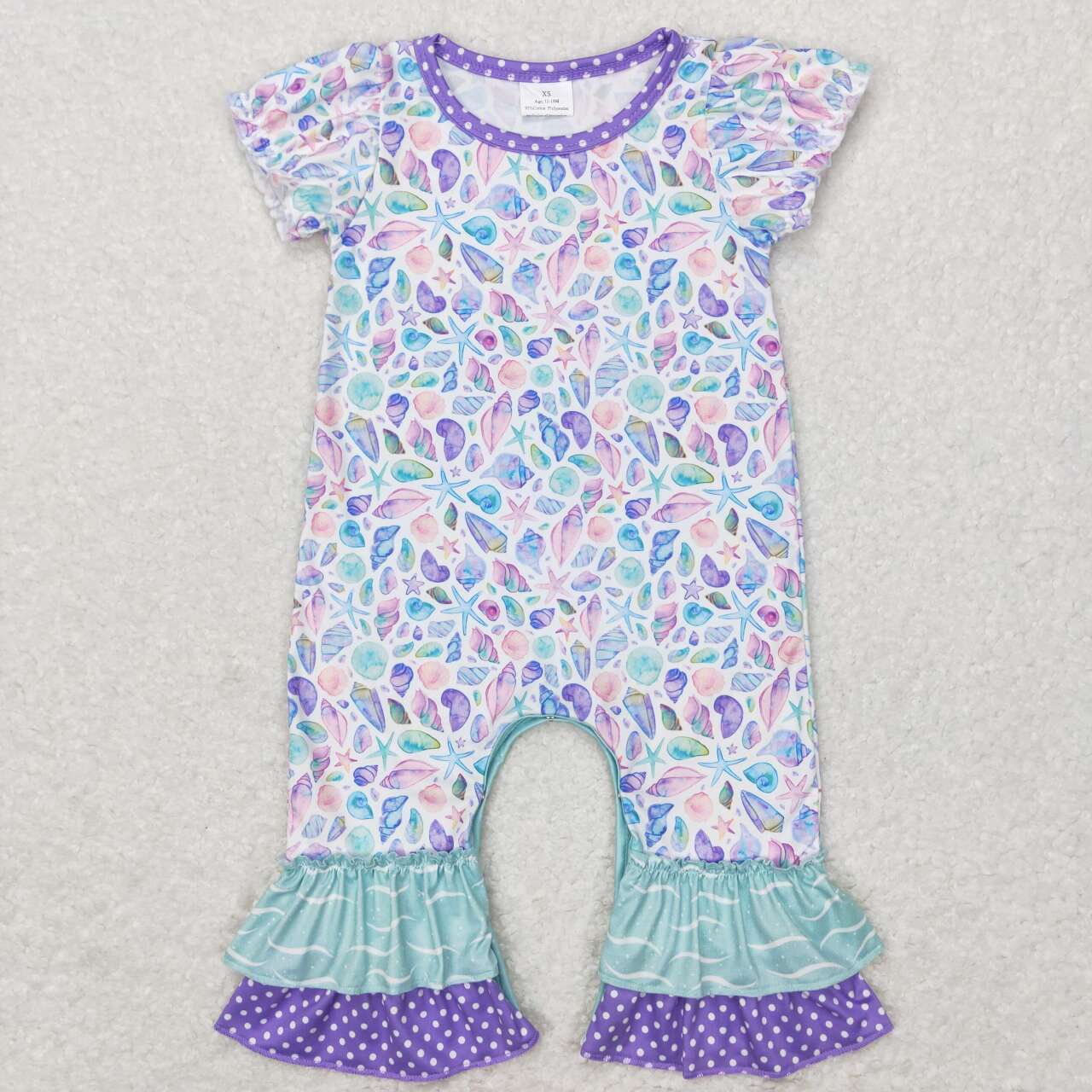 SR0804  Sea Shell Print Baby Girls Romper