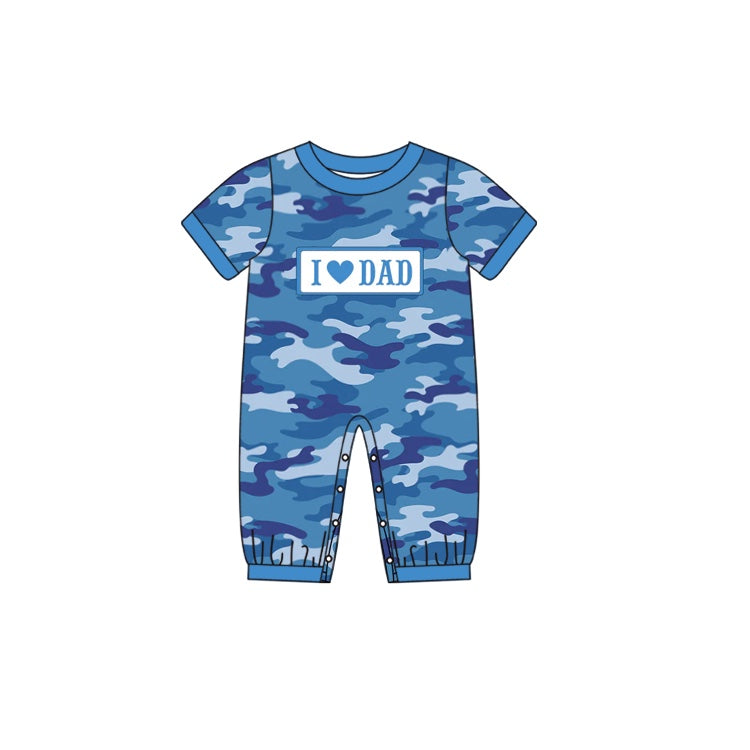 (Pre-order)SR0807 I LOVE DAD Blue Camo Print Baby Boys Romper