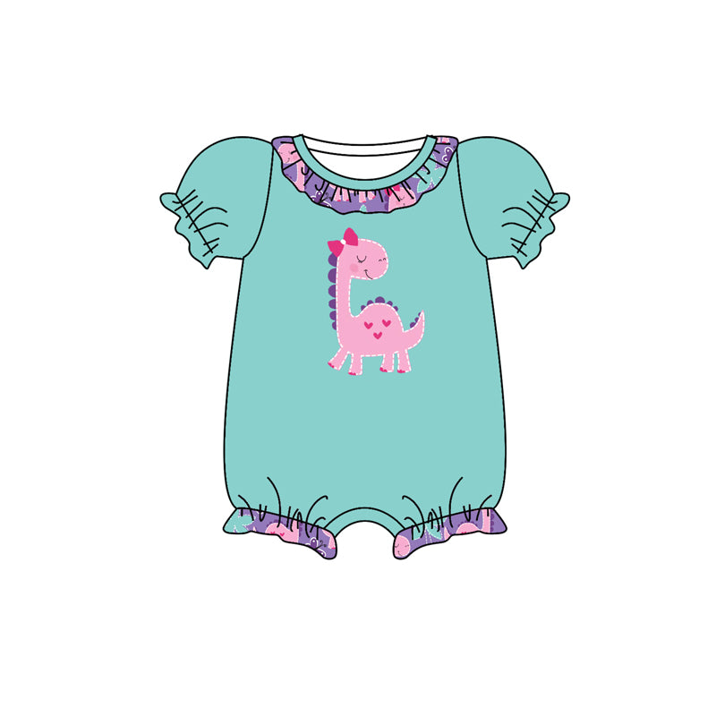 (Pre-order)SR0818 Cute Dino Print Baby Girls Summer Romper