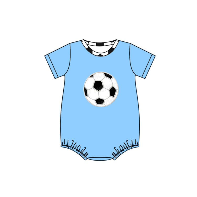 (Pre-order)SR0827 Blue Soccer Print Baby Boys Summer Romper