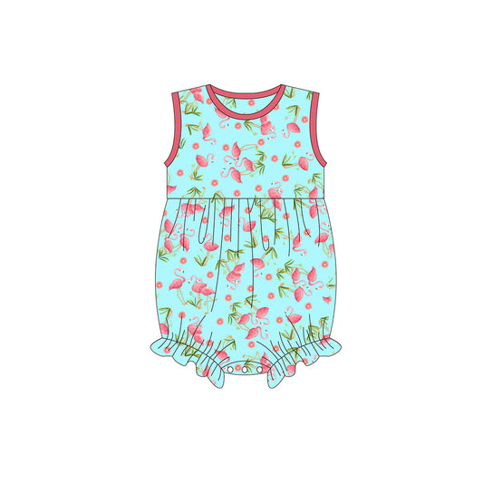 (Pre-order)SR0837 Flamingo Print Baby Girls Summer Romper