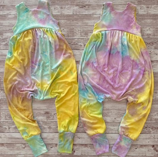 (Pre-order)SR0851 Tie-dye Print Girls Summer Jumpsuit