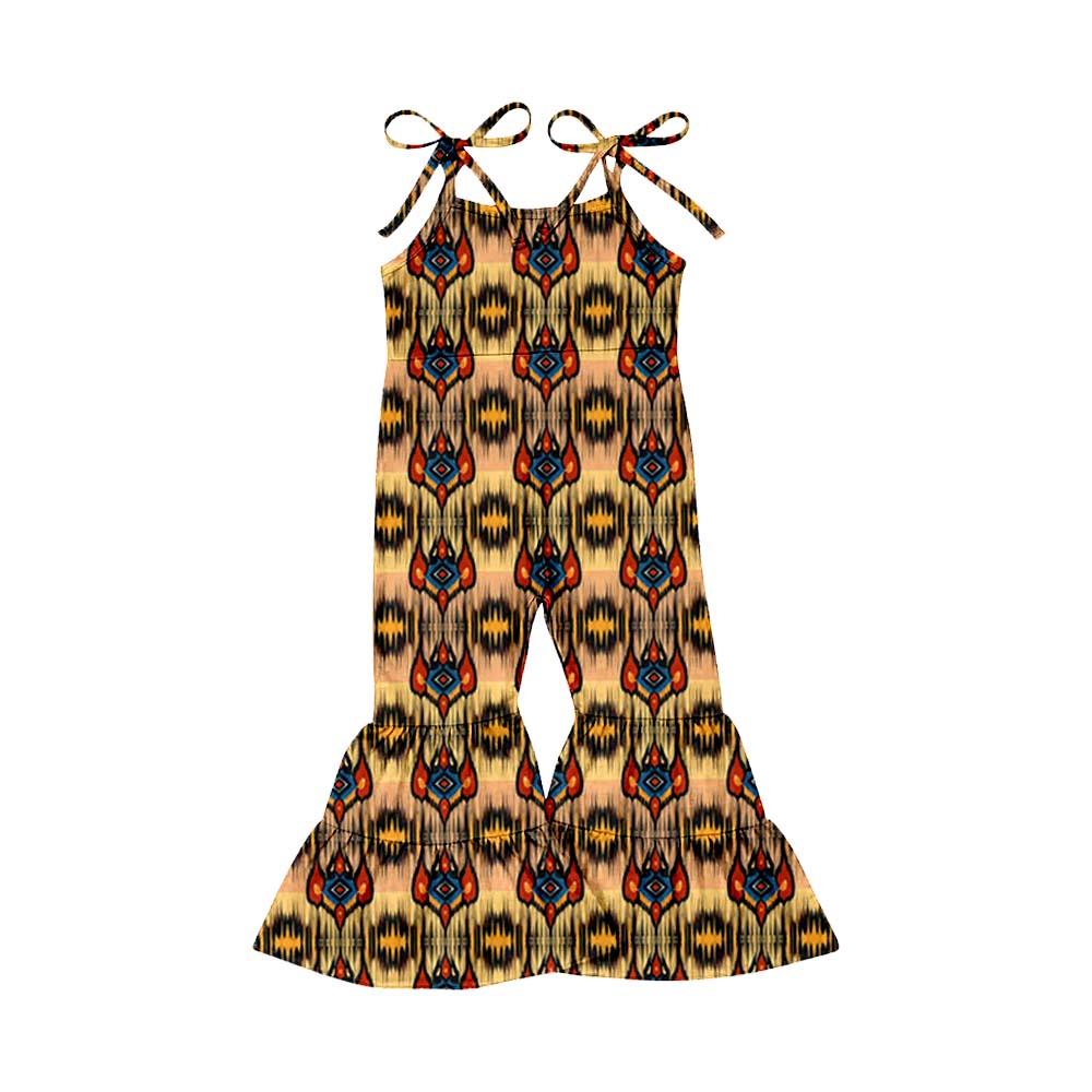 (Pre-order)SR0861 Mustard Aztec Print Girls Western Jumpsuit