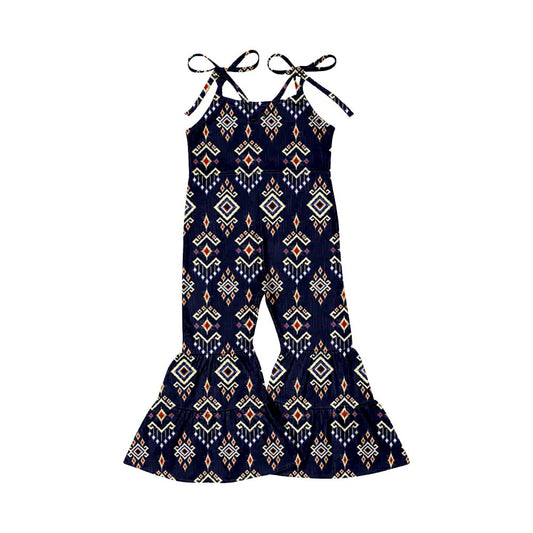 (Pre-order)SR0862 Black Aztec Print Girls Western Jumpsuit