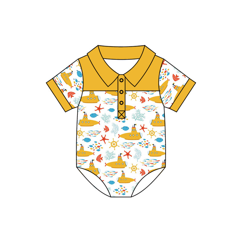 (Pre-order)SR0899 Submarine Print Baby Boys Summer Romper