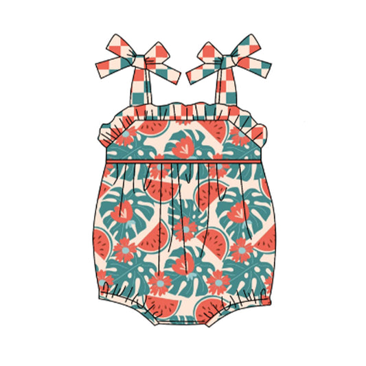 (Pre-order)SR0927 Watermelon Print Baby Girls Summer Romper