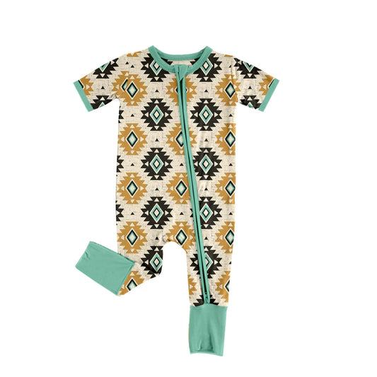 (Pre-order)SR0953 Aztec Print Baby Boys Zipper Romper