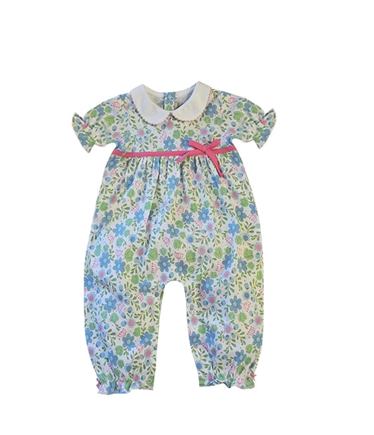 (Pre-order)SR0959 Flowers Print Baby Girls Summer Romper