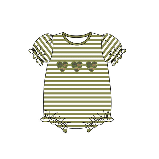 (Pre-order)SR0992  Camo Heart Print Baby Girls Summer Romper