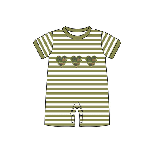 (Pre-order)SR0993  Camo Heart Print Baby Boys Summer Romper