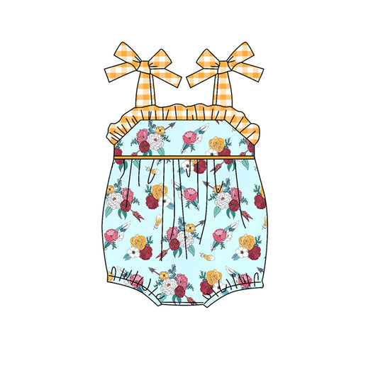 (Pre-order)SR1020 Flowers Print Baby Girls Summer Romper