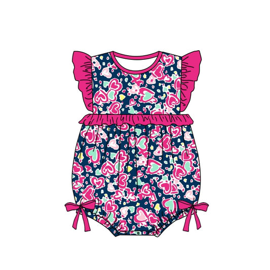 (Pre-order)SR1031 Heart Print Baby Girls Summer Romper