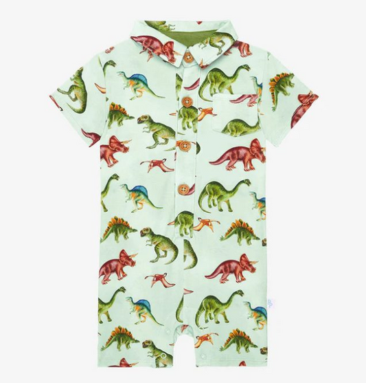 (Pre-order)SR1046 Dino Print Baby Boys Summer Romper