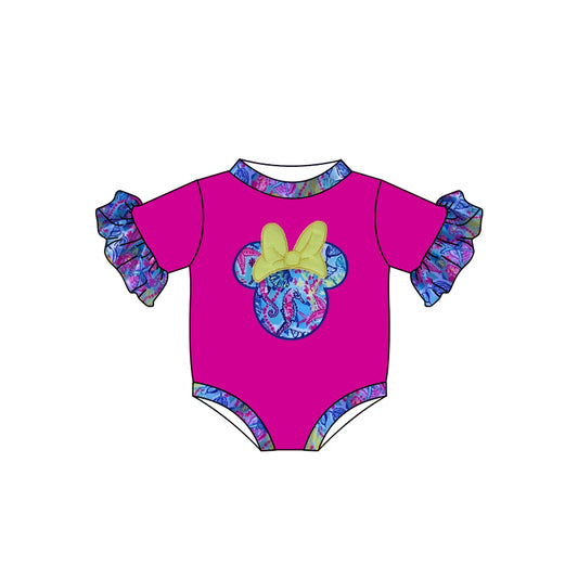 (Pre-order)SR1054 Marine Organism Print Baby Girls Summer Romper
