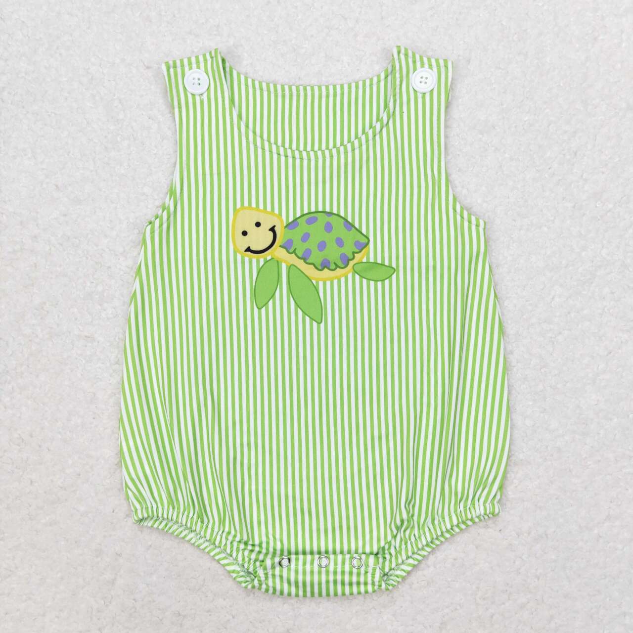 SR1093 Sea Turtle Stripes Print Baby Boys Summer Romper