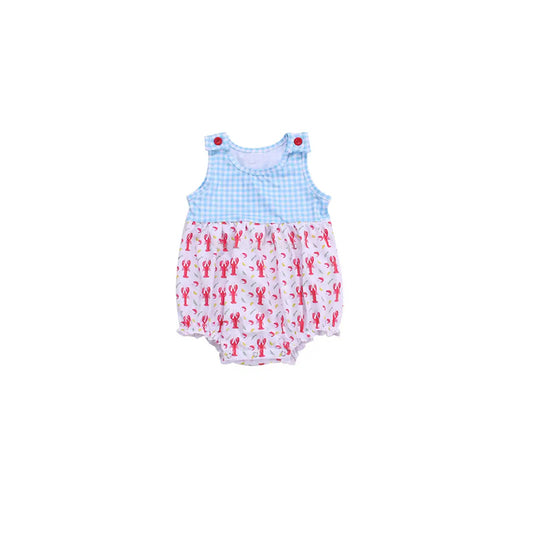 (Pre-order)SR1136 Crawfish Print Baby Girls Summer Romper
