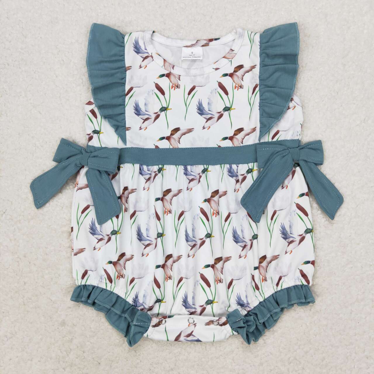 SR1140 Duck Print Baby Girls Summer Romper