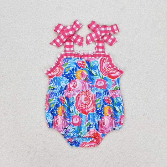 SR1143 Flowers Print Baby Girls Summer Strap Romper