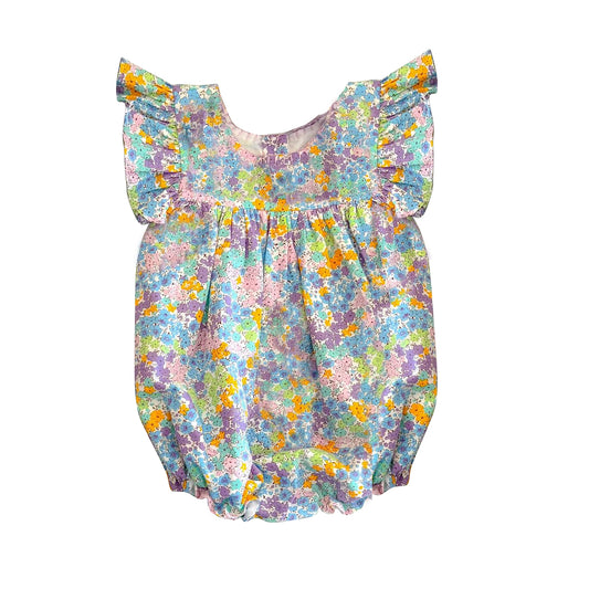 (Pre-order)SR1145 Flowers Print Baby Girls Summer Romper