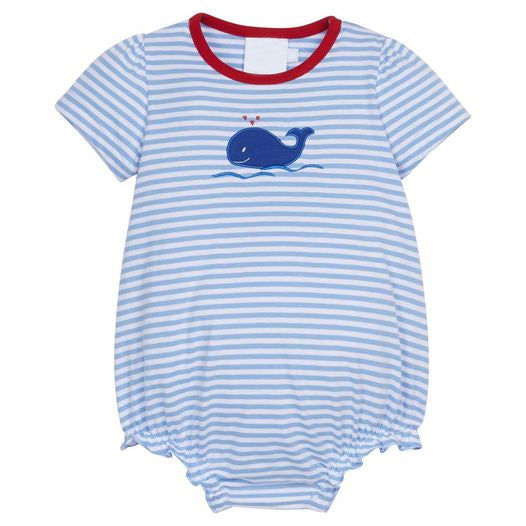 (Pre-order)SR1148 Whale Print Baby Girls Summer Bubble Romper