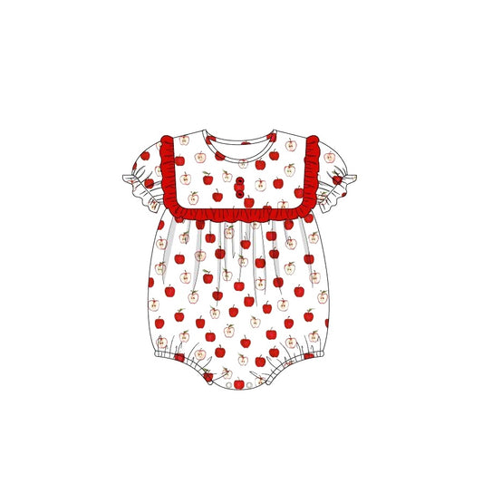 (Pre-order)SR1155 Apple Print Pocket Baby Girls Summer Romper