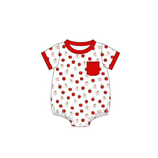 (Pre-order)SR1156 Apple Print Pocket Baby Boys Summer Romper