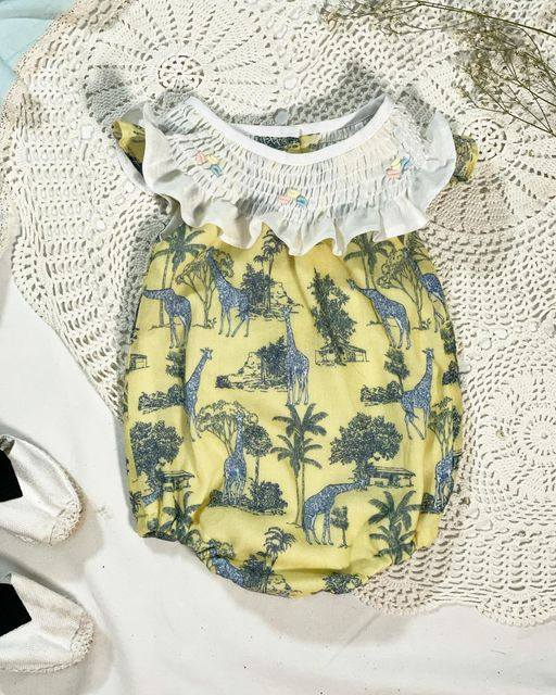 (Pre-order)SR1218 Giraffe Print Baby Girls Summer Romper