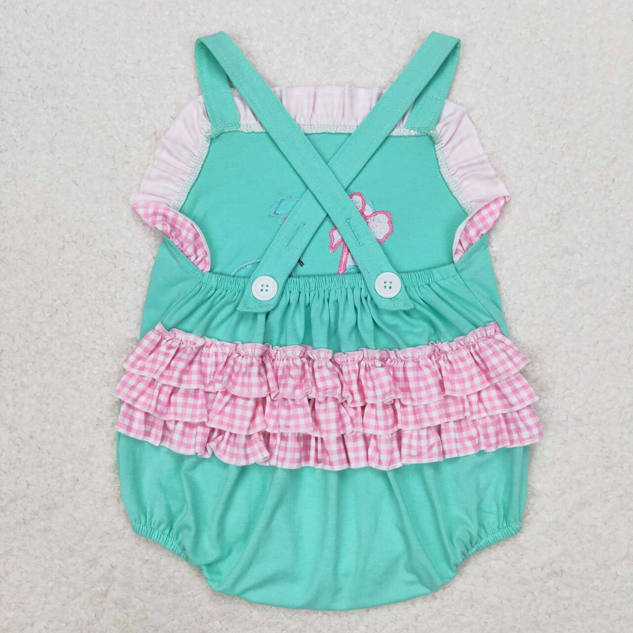 SR1223 Golf Truck Embroidery Baby Girls Summer Bubble Romper