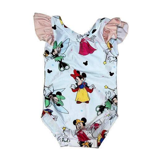 (Pre-order)SR1275 Cartoon Mouse Print Baby Girls Summer Romper