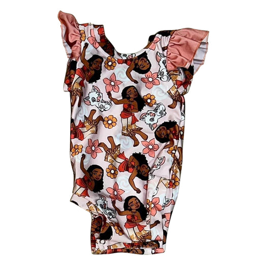 (Pre-order)SR1277 Cartoon Princess Pig Print Baby Girls Summer Romper