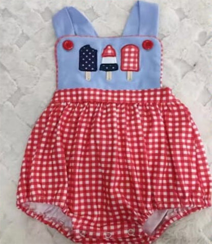 (Pre-order)SR1310  Popsicle Print Baby Boys 4th of July Bubble Romper