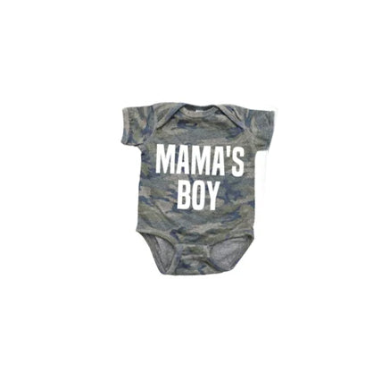 (Pre-order)SR1324 MAMA'S BOY Camo Print Baby Boys Summer Romper